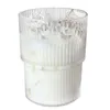 Tassen Untertassen gestreifte Kaffeegläser Einfacher trinken transparent für Cappuccino Milch Fruchtsaft Tee Wasser Frühstücks Becher