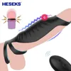 Heseks9モードVibrador Penis Massager Ring for Men Remote Control Testicle Vibrator