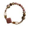 Strand Original Chinese Style Plum Blossom Natural Wood Grain Stone Zebra Bracelet Diy Antique