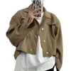 Men's Jackets 2023 Casual Autumn Short Jacket Streetwear Turndown Collar Texture Korean Harajuku Retro Long Sleeve Luxury Coat 230822