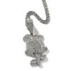 Hip Hop Charm Kleurrijke Zirkoon Rose Bloem Hanger Ketting Cool Mannen Gift Volledige Zirkoon 18k Real Vergulde Sieraden