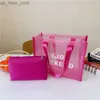 Totes Women's Pink Jelly Tote Bag Summer Waterproof PVC Lovers' Shoulder Bags Large Letter Print Transparent Female Composite Handbag HKD230822
