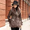 Women's Leather 2023 Winter Genuine Jacket Women Natural Fur Collar Coat Female Warm Down Coats Sheepskin Clothing WPY46