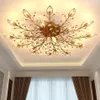 Modern K9 Crystal LED Flush Mount Tak Chandelier Lights Fixture Gold Black Home Lamps For Living Room Bedroom Kitchen230Q