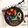 Parti Dekorasyonu Cadı İşareti Açık Ahşap Cadılar Bayramı Kolye Asma Dekoratif Ön Sundurma Afişleri Taşınabilir Süs Bowknot
