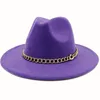 Wide Brim Hats Bucket Purple fedoras wide brim hat Panama felt for male jazz church top cap british women hats men 230821