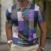Męskie Polos Vintage Men T-shirt Polo 3D Printowane koszule Golf Nosuj krótkie rękawy Letnie odzież Owworazowa koszulka Polo Szybkie suszące koszulę Polo 230822