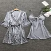 Women's Sleepwear European And American Underwear Sexy Imitation Ice Silk Large Size Pajamas Nightdress Home