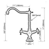 Robinets de cuisine Lavabo Robinet Double Poignée Monotrou Laiton Chromé Bec Pivotant Salle De Bains Lavabo Mitigeur 2sf667