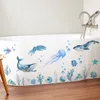 Wall Stickers Sea Animal for Bathroom Shower Room Whale Seaweed Jellyfish Bubble Decals Bathtub Decor Murals 230822