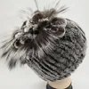 BeanieSkull Caps Chapeaux De Fourrure Pour Femmes Hiver Réel Rex Lapin Chapeau Tricot Femelle Chaud Neige Dames Bonnets De Luxe Bomber 230821