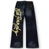 Мужские джинсы y2k с низким ростом джинсы мужчины Harajuku Goth Punk Print негабаритный брюки Женская модная хип -хоп уличная одежда мешковаты