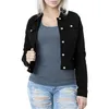 Vestes Femmes Basic Couleur Solide Bouton Down Denim Veste en coton avec poches Crop Femmes Casual Sweats à capuche d'hiver pour