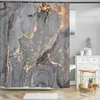 Shower Curtains Abstract Marble Shower Curtain Crack Gold Texture Luxury Stone Grain Bathroom Curtains Cover and Bath Mat Non-Slip Rug R230829