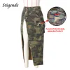 Rokken stigende vrouwen sexy hoge split camouflage rok leger groen gescheurd onregelmatige gesplitste kleur pocket knop lange maxi 230821