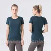 2023 Women Yoga Tshirt Outfits Sports Top Fitness Abbigliamento da donna Maglietta a maniche corte Shirt Shirt Gym Running Wear Lady Lady Lady Assicamento rapido Elesticità