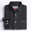Mäns avslappnade skjortor 2023 Denim Pocket Design Shirt Classic 100 Cotton Longsleeve Fashion Embroider Bekväma kläder 230822