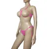 Donne sexy di anime rosa aprire il seno bikini da bagno in lingerie set Cupless reggiseno top perizoma giapponese ragazza babydoll biancheria intima281q