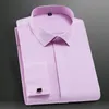 Casual shirts voor heren klassieke Franse manchetten overhemd met lange mouwen