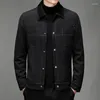 Hommes Vestes Hommes Hiver Daim Tissu À Manches Longues Bouton Veste Rétro Marron Vêtements De Travail Manteau Casual Affaires Gris Surdimensionné Survêtement Xxl