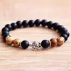 MG0785 nouveau Design tortue Bracelet à breloques photo naturelle Jaspers Bracelet mat noir Onyx perlé poignet Mala Bracelet299B