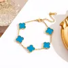Fashion Classic 4/4-leaf Clover charm Bracelet Bracelet Chain 18K gold agate shell Mother of Pearl Ladies & Girls Wedding Mother's Day (no box) Double-sided double-color