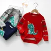 Familjsmatchande kläder Children Christmas Sweaters Baby Cartoon Dinosaur Xmas Clothes Boys Girls Cotton Outerwear Autumn Winter Warm Pullover 230821