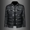 Heren Trench Coats Autumn en Winter Leather Jacket Down 90 White Duck Warm met revers Casual Fashion Black 4xl 230822
