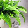 Faux Floral Greenery 7 Fork Simulation Fern Grass Green Plant Artificial Persian Leaves Flower Wall Hanging Plants Home Wedding Shop Decoration 230822