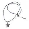 Pendentif Colliers Y2K Star Collier Coloré Corde Tressée Alliage Cou Bijoux Ras Du Cou Pour Les Femmes