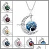 Pendentif Colliers Jolis Sautoirs En Gros Vintage Verre Creux Galaxie Belle Lune Pierre Précieuse Chaîne Collier Drop Livraison Jewelr otmmh