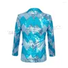 Мужские костюмы, спроектированные волнообразными, блестящие пиджаки, мужчины, платье Homecoming Sky Blue Vibrant Color Sutk