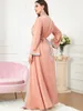 Ethnische Kleidung muslimische Frauen Dubai Luxus Abaya Islam Hijab Kleid Ramadan Robe Kimono Cardigan Zweiteiler Stickerei Split Abend Maxi