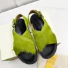 Fussbett kalfsleer slingback sandalen cross-riem teen rubberen zool slip op flats hakken dames luxe ontwerpers mode casual schoenen fabrieksschoenen maat 35-40