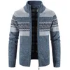 Erkekler Sweaters Erkekler hırka 2023 Sonbahar Kış Renk Eşleşen Ceket Sıradan Erkek Giyim Beltlank Sökü Peluş Peluş Kalınlaştırılmış Ceket 230821