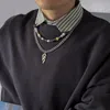 Anhänger Halsketten Hip Hop Würfel Buchstaben Imitation Perlen Perlen handgefertigtes Doppelschicht Bijoux Geometrische Flamme Männer Halskette Femme