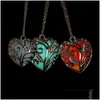 Feestdecoratie fluorescentieketting vrouwen houden van hart geschenkglow in de donkere hanger met 48 cm ketting blauw groen roze sieraden lz0487 d dhkqh