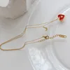 Hänge halsband tredny guld färg rostfritt stål söt måne röd kärlek hjärtstjärna halsband för kvinnor flickor mode smycken gåva