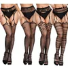 Grande taille bas résille Sexy femmes entrejambe ouvert taille haute Lingerie jarretière collants entrejambe maille chaussettes serrées Hosiery257E