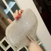 2023 Schultertaschen glänzende Diamanten Clutches Geldbörse Abend Party Frauen Handtasche Top Luxus Mode runden Griff Metall