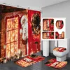 Shower Curtains Merry Christmas Red Printed Shower Curtain Bathroom Curtains Festival Decoration Pedestal Rug Lid Cover Bath Mat R230822