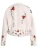 Kvinnors jackor faux mjuk skinnjacka kvinnor elegant blommor tryck broderi kappa kvinnlig punk zip nit yttre kläder casual pu motorcykel 230821