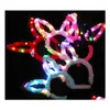 Party Favor Kids Easter Bunny Rabbit Ears Cosplay Headband Child Adt Soft Furry Plush Hair Band Led Glow Headwear Event Favors Custo Dhvnd