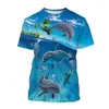 T-shirts pour hommes Summer 3D Animal Dolphin Graphic pour hommes Mode Casual Cool Personnalité Impression surdimensionnée O-Cou Tops à manches courtes