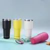 30oz Musikhögtalare Tumbler med sugrör lockar dubbelväggiga rostfritt stål kaffekoppar som dricker tumlar med trådlös Bluetooth -högtalare avtagbart LED -ljus