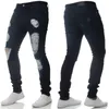 Dżinsy męskie chude mężczyźni wiosna jesienna elastyczność Slim Pencil Spodnie seksowna swobodna dziura zgrana czarna dżinsowa odzież streetwearu 230821