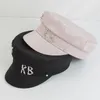 Berets Brand Designer Satin Diamond R B Letter Sboy Caps Women Flat Militray Hat Justerbara kvinnor Basker Hattar Gorras Mujer 230821