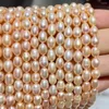 Marca de piedras preciosas sueltas, perlas naturales de agua dulce, 6-7mm, roscadas, semiacabadas, perforadas, ovaladas, DIY, elegante collar, fabricación de joyas