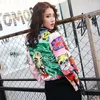 Women's Jackets Autumn Fashion Rivet Jacket Women Graffiti Pattern Short High Waist Motorcycle Jacket Slim Abstract Printing Punk Jacket Coat 230822