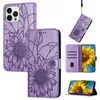 Sunflower Flower PU Portafoglio in pelle per iPhone 15 14 Plus 13 Pro Max 12 11 xr XS 8 7 6 Fashion Luxury Card Card Tash Tash Flip Cover Copertina per telefono cellulare Borsa